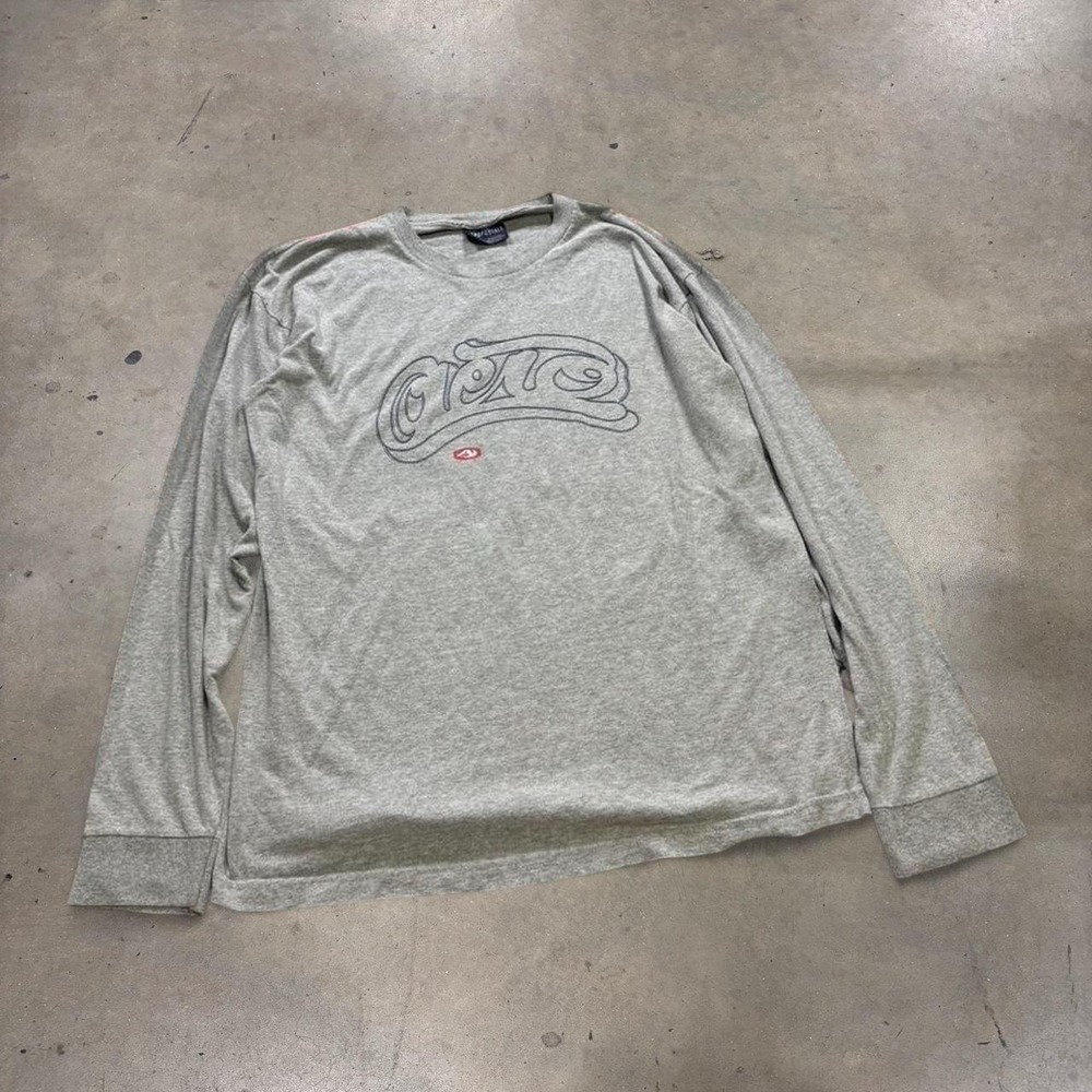 Aeropostale Mens Y2K Graphic Logo Long Sleeve Shirt Grey Large